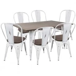 Oregon 7-Piece Vintage White and Espresso Dining Set by Lumisource