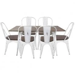 Oregon 7-Piece Vintage White and Espresso Dining Set by Lumisource 8 Oregon 7-Piece Vintage White and Espresso Dining Set by Lumisource -Cheap Lumisource Store vintage white espresso lumisource dining room sets ds or7 vw e 66 1000