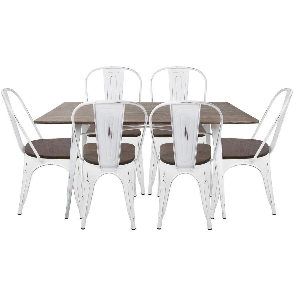 Oregon 7-Piece Vintage White and Espresso Dining Set by Lumisource 5 Oregon 7-Piece Vintage White and Espresso Dining Set by Lumisource - Image 3