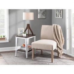 Oregon Industrial Vintage White Metal and Espresso Wood End Table by Lumisource -Cheap Lumisource Store vintage white espresso lumisource end side tables te or vwe 31 1000