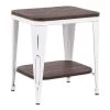 Oregon Industrial Vintage White Metal and Espresso Wood End Table by Lumisource -Cheap Lumisource Store vintage white espresso lumisource end side tables te or vwe 64 1000