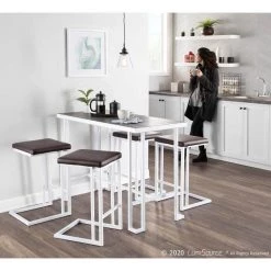 White Metal and Espresso Wood Roman Counter Height Dining Table in Vintage by Lumisource -Cheap Lumisource Store vintage white espresso lumisource kitchen dining tables ct rmn vwe 31 1000