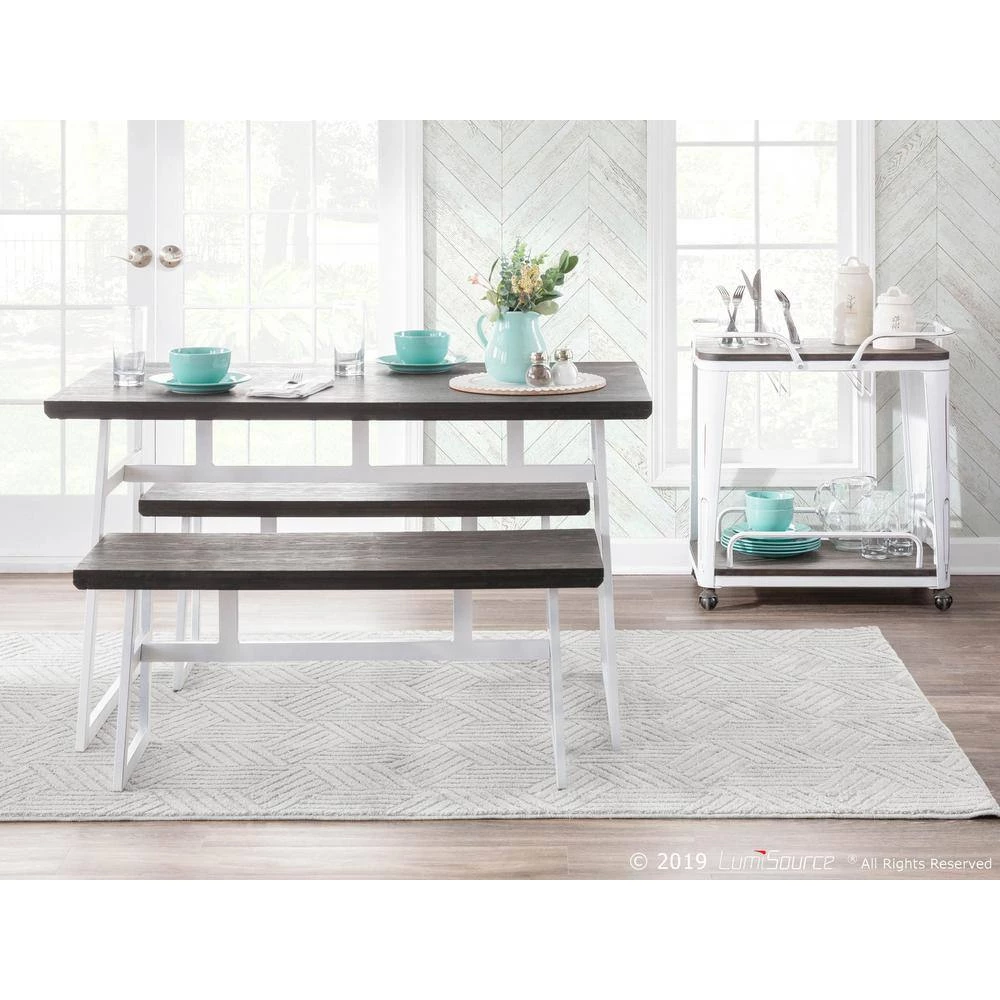 Geo Industrial Vintage White Metal and Espresso Wood Dining Table by Lumisource 4 Geo Industrial Vintage White Metal and Espresso Wood Dining Table by Lumisource - Image 2