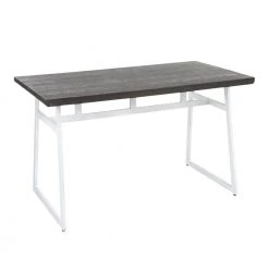 Geo Industrial Vintage White Metal and Espresso Wood Dining Table by Lumisource