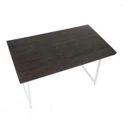 Geo Industrial Vintage White Metal and Espresso Wood Dining Table by Lumisource 11 Geo Industrial Vintage White Metal and Espresso Wood Dining Table by Lumisource -Cheap Lumisource Store vintage white espresso lumisource kitchen dining tables dt geo vwe 76 1000