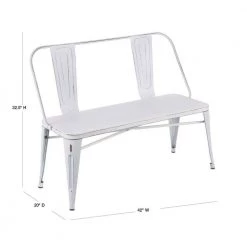 Oregon Vintage White Metal Bench by Lumisource 10 Oregon Vintage White Metal Bench by Lumisource -Cheap Lumisource Store vintage white lumisource dining benches bc ormtl vw 40 1000