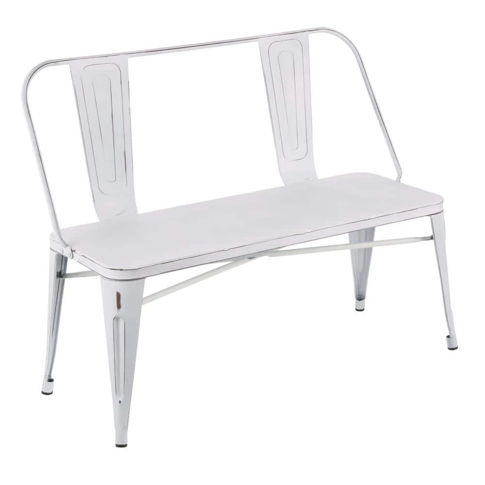 Oregon Vintage White Metal Bench by Lumisource 3 Oregon Vintage White Metal Bench by Lumisource