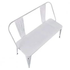 Oregon Vintage White Metal Bench by Lumisource 11 Oregon Vintage White Metal Bench by Lumisource -Cheap Lumisource Store vintage white lumisource dining benches bc ormtl vw a0 1000