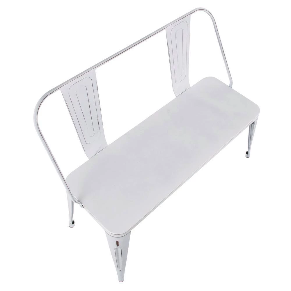 Oregon Vintage White Metal Bench by Lumisource 6 Oregon Vintage White Metal Bench by Lumisource - Image 4