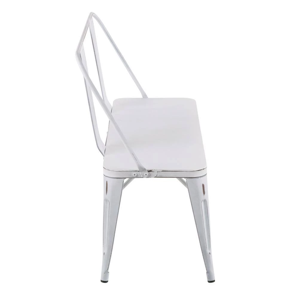 Oregon Vintage White Metal Bench by Lumisource 4 Oregon Vintage White Metal Bench by Lumisource - Image 2