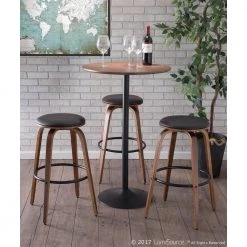 Pebble Black and Walnut Adjustable Bar and Counter Table by Lumisource 7 Pebble Black and Walnut Adjustable Bar and Counter Table by Lumisource -Cheap Lumisource Store walnut black lumisource bar tables ct peb bk wl 31 1000