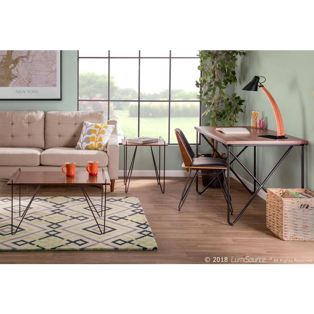 Loft Walnut and Black End Table with Metal Hairpin Legs by Lumisource 9 Loft Walnut and Black End Table with Metal Hairpin Legs by Lumisource - Image 7