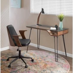 45 in. Rectangular Walnut/Black Writing Desk with Open Storage by Lumisource 17 45 in. Rectangular Walnut/Black Writing Desk with Open Storage by Lumisource -Cheap Lumisource Store walnut black lumisource writing desks ofd avery wl 31 1000