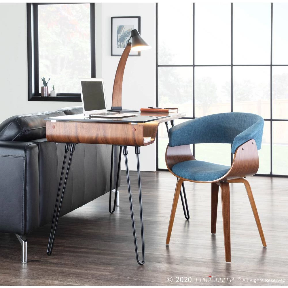 45 in. Rectangular Walnut/Black Writing Desk with Open Storage by Lumisource 8 45 in. Rectangular Walnut/Black Writing Desk with Open Storage by Lumisource - Image 6