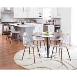 Clara Mid-Century Clear Acrylic and Walnut Modern Dining Chair (Set of 2) by Lumisource -Cheap Lumisource Store walnut clear lumisource dining chairs ch clra wl cl2 31 1000