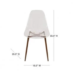 Clara Mid-Century Clear Acrylic and Walnut Modern Dining Chair (Set of 2) by Lumisource -Cheap Lumisource Store walnut clear lumisource dining chairs ch clra wl cl2 40 1000