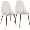 Clara Mid-Century Clear Acrylic and Walnut Modern Dining Chair (Set of 2) by Lumisource -Cheap Lumisource Store walnut clear lumisource dining chairs ch clra wl cl2 64 1000