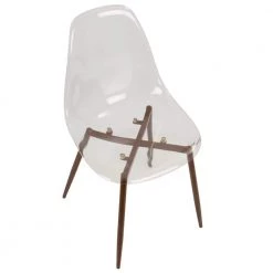 Clara Mid-Century Clear Acrylic and Walnut Modern Dining Chair (Set of 2) by Lumisource -Cheap Lumisource Store walnut clear lumisource dining chairs ch clra wl cl2 a0 1000