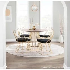 Canary Walnut Wood and Gold Metal Round Dining Table by Lumisource 7 Canary Walnut Wood and Gold Metal Round Dining Table by Lumisource -Cheap Lumisource Store walnut gold lumisource kitchen dining tables dt canary2 auwl 31 1000