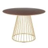 Canary Walnut Wood and Gold Metal Round Dining Table by Lumisource -Cheap Lumisource Store walnut gold lumisource kitchen dining tables dt canary2 auwl 64 1000