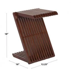 Z-Bamboo 12.25" Walnut Z-Shaped Wood End Table by Lumisource -Cheap Lumisource Store walnut lumisource end side tables tb zbamboo wl 1f 1000