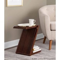 Z-Bamboo 12.25" Walnut Z-Shaped Wood End Table by Lumisource -Cheap Lumisource Store walnut lumisource end side tables tb zbamboo wl 31 1000