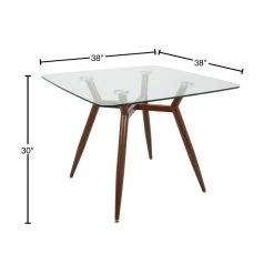 Clara Walnut Metal and Clear Glass Square Dining Table by Lumisource 9 Clara Walnut Metal and Clear Glass Square Dining Table by Lumisource -Cheap Lumisource Store walnut metal clear glass lumisource kitchen dining tables dt clr3838 wlgl 40 1000