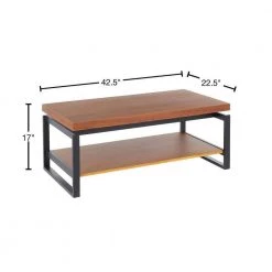 Drift 21 in. Weathered Walnut/Black Medium Rectangle Wood Coffee Table with Shelf by Lumisource -Cheap Lumisource Store weathered walnut black lumisource coffee tables tc drift bkwl 40 1000