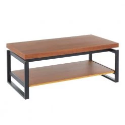 Drift 21 in. Weathered Walnut/Black Medium Rectangle Wood Coffee Table with Shelf by Lumisource -Cheap Lumisource Store weathered walnut black lumisource coffee tables tc drift bkwl 4f 1000