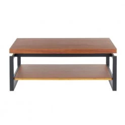 Drift 21 in. Weathered Walnut/Black Medium Rectangle Wood Coffee Table with Shelf by Lumisource