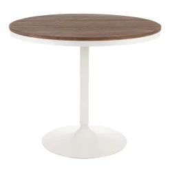 Dakota Round Industrial Dining Table in White Metal and Brown Wood by Lumisource