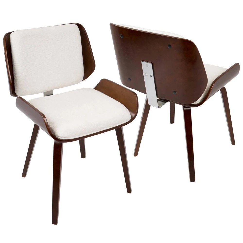 Santi White Faux Leather Dining/Accent Chair with Cherry (Set of 2) by Lumisource 8 Santi White Faux Leather Dining/Accent Chair with Cherry (Set of 2) by Lumisource - Image 6