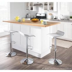 Ale White Adjustable Height Bar Stool (Set of 2) by Lumisource 15 Ale White Adjustable Height Bar Stool (Set of 2) by Lumisource -Cheap Lumisource Store white chrome lumisource bar stools bs ale w2 31 1000