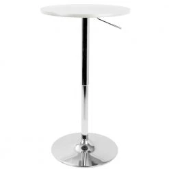 White and Chrome Adjustable Bar Table by Lumisource