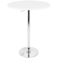 Elia White and Chrome Adjustable Bar Table by Lumisource