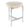Chloe 18 in. White Velvet and Chrome Vanity Stool by Lumisource