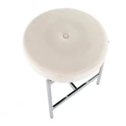Chloe 18 in. White Velvet and Chrome Vanity Stool by Lumisource -Cheap Lumisource Store white chrome lumisource makeup vanities b17 chloe w a0 1000