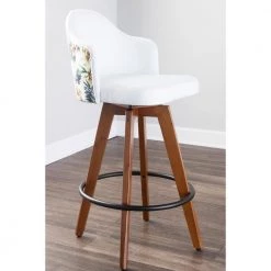 Ahoy Upholstered 37 in. White Fabric and Floral Print Counter Height Bar Stool with Black Round Footrest (Set of 2) by Lumisource 14 Ahoy Upholstered 37 in. White Fabric and Floral Print Counter Height Bar Stool with Black Round Footrest (Set of 2) by Lumisource -Cheap Lumisource Store white fabric floral print lumisource bar stools b26 ahoyflor2 q wlw2 4f 1000