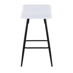 Ale 28 in. White Faux Leather and Black Metal Counter Height Bar Stool (Set of 2) by Lumisource -Cheap Lumisource Store white faux leather black metal lumisource bar stools b26 ale bkw2 31 1000