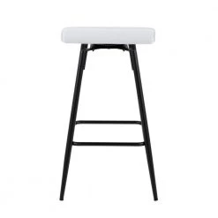 Ale 28 in. White Faux Leather and Black Metal Counter Height Bar Stool (Set of 2) by Lumisource -Cheap Lumisource Store white faux leather black metal lumisource bar stools b26 ale bkw2 66 1000