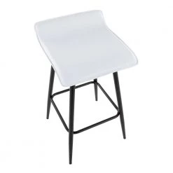 Ale 28 in. White Faux Leather and Black Metal Counter Height Bar Stool (Set of 2) by Lumisource -Cheap Lumisource Store white faux leather black metal lumisource bar stools b26 ale bkw2 a0 1000