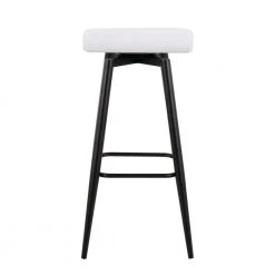 Ale 32.5 in. White Faux Leather and Black Steel Fixed-H Bar Stool (Set of 2) by Lumisource -Cheap Lumisource Store white faux leather black steel lumisource bar stools b30 ale bkw2 66 1000