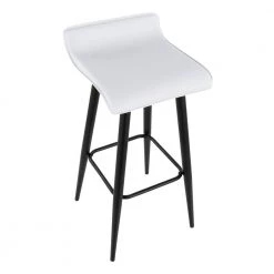 Ale 32.5 in. White Faux Leather and Black Steel Fixed-H Bar Stool (Set of 2) by Lumisource -Cheap Lumisource Store white faux leather black steel lumisource bar stools b30 ale bkw2 a0 1000