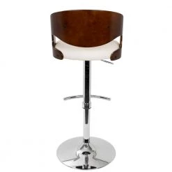 Pino Adjustable Height Cherry and White Faux Leather Bar Stool by Lumisource -Cheap Lumisource Store white faux leather cherry lumisource bar stools bs jy pn ch w 66 1000
