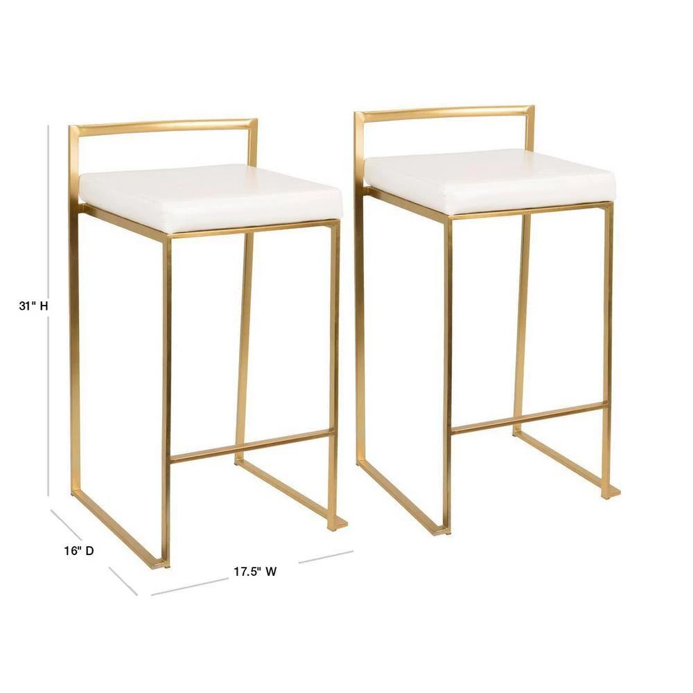 Fuji Gold and White Counter Stool (Set of 2) by Lumisource 5 Fuji Gold and White Counter Stool (Set of 2) by Lumisource - Image 3