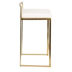 Fuji Gold and White Counter Stool (Set of 2) by Lumisource 13 Fuji Gold and White Counter Stool (Set of 2) by Lumisource -Cheap Lumisource Store white faux leather gold lumisource bar stools b26 fuji au w2 66 1000