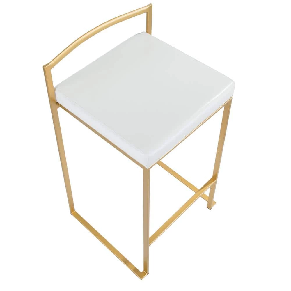 Fuji Gold and White Counter Stool (Set of 2) by Lumisource 6 Fuji Gold and White Counter Stool (Set of 2) by Lumisource - Image 4