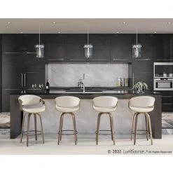 Symphony 36 in. Counter Height Bar Stool in White Faux Leather and Light Grey Wood (Set of 2) by Lumisource 11 Symphony 36 in. Counter Height Bar Stool in White Faux Leather and Light Grey Wood (Set of 2) by Lumisource -Cheap Lumisource Store white faux leather light grey wood lumisource bar stools b26 symp2 swvq lgyw2 31 1000