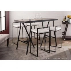 Fuji 26 in. Black Stackable Counter Stool with White Faux Leather Cushion (Set of 2) by Lumisource -Cheap Lumisource Store white faux leather lumisource bar stools b26 fuji bk w2 31 1000