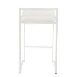Fuji 26 in. White Stackable Counter Stool with White Faux Leather Cushion (Set of 2) by Lumisource -Cheap Lumisource Store white faux leather lumisource bar stools b26 fuji w w2 66 1000